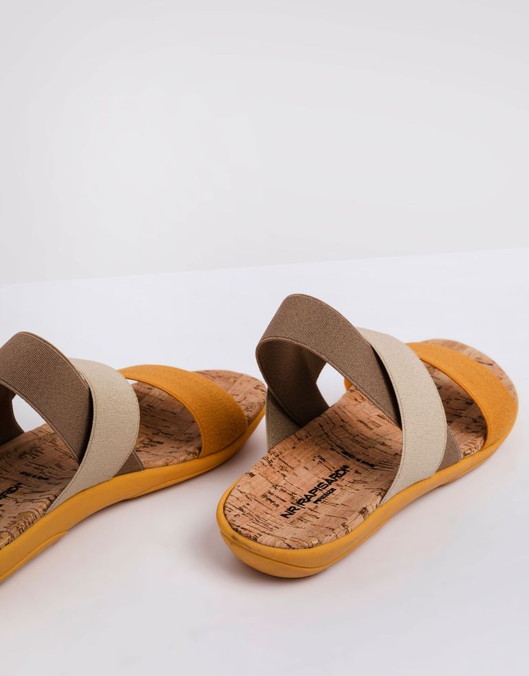 נעלי נשים - NR Rapisardi - סנדלי גומיות משולבים CRUS - צהוב   חום