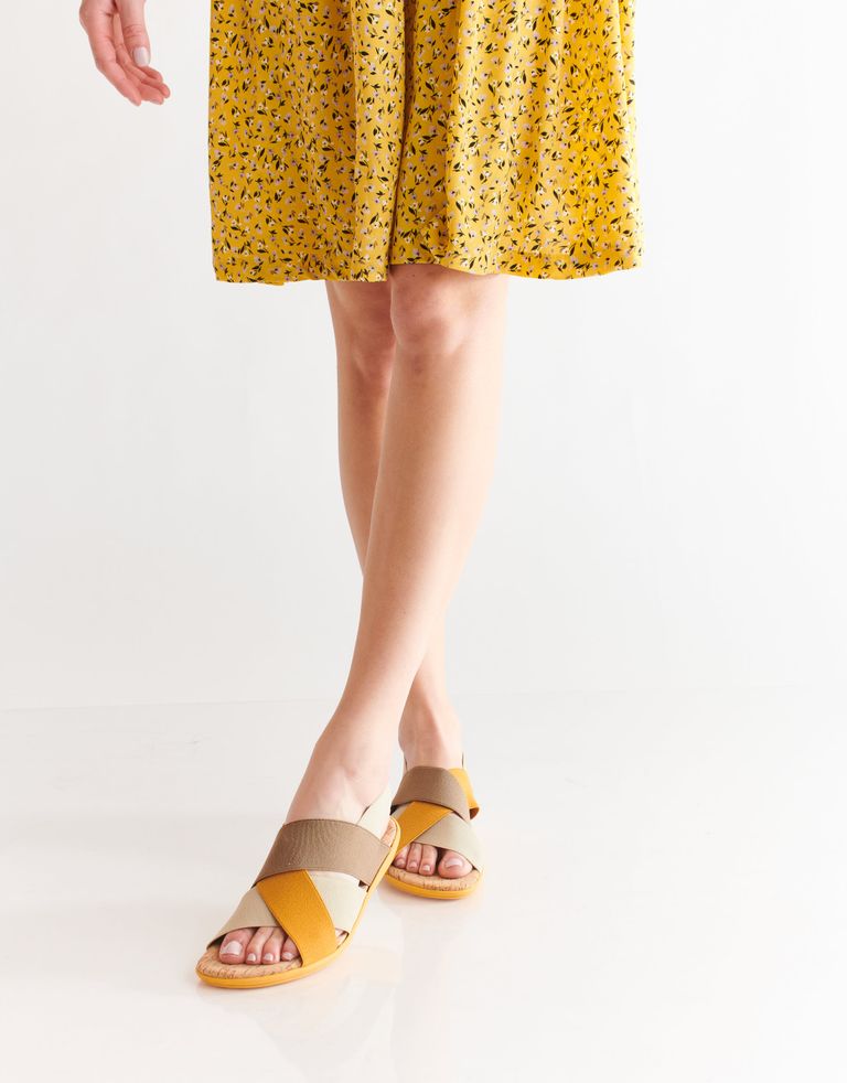 נעלי נשים - NR Rapisardi - סנדלי רצועות משולבים CRUB - צהוב   חום