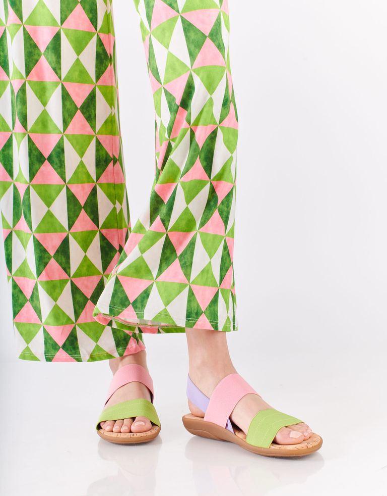 נעלי נשים - NR Rapisardi - סנדלי גומיות משולבים CRUS - ירוק   ורוד