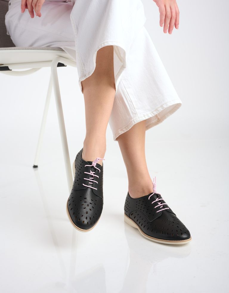 נעלי נשים - Rollie - נעלי עור DERBY LAZER - שחור