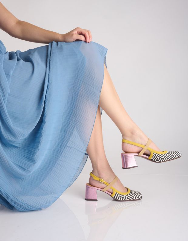נעלי נשים - Chie Mihara - סנדלי עקב VOYAGE - צהוב   ורוד