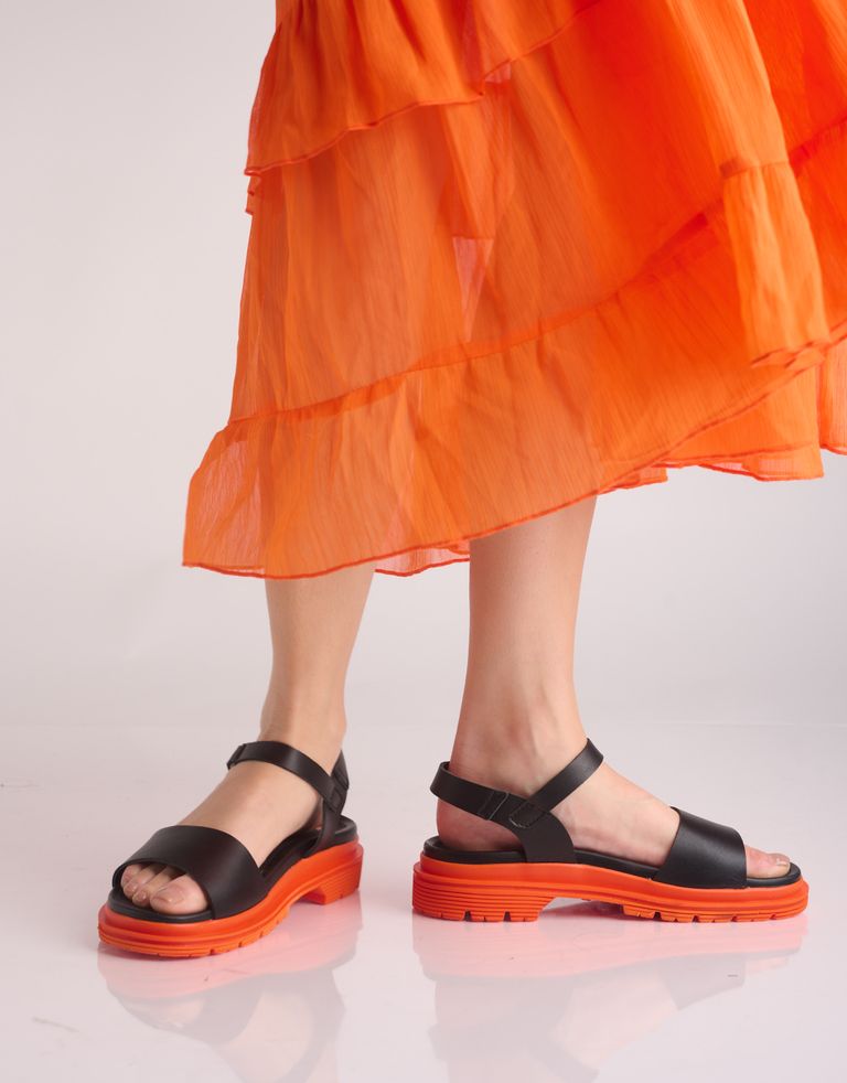 נעלי נשים - Art - סנדלי עור BIRMINGHAM - שחור כתום