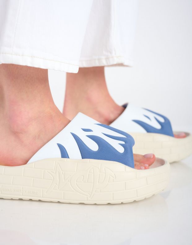 נעלי נשים - Acupuncture - כפכפים NYU  להבות - כחול   לבן